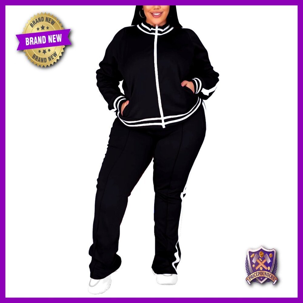 Plus Size Jogging Suit Two Piece Set Long Sleeve Jacket Pants Track Outfit